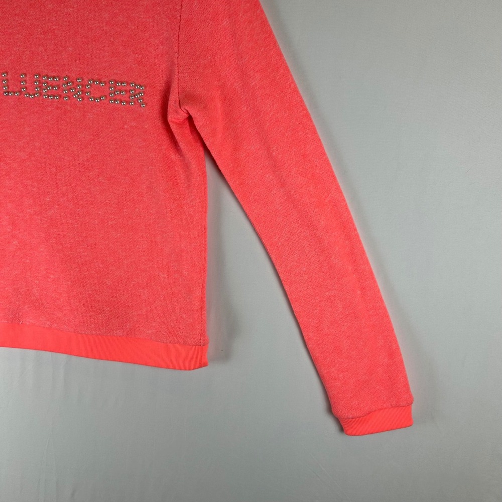 Milly Womens Neon Pink Influencer Pearl Embellished French Terry Sweatshirt S - Picture 8 of 9